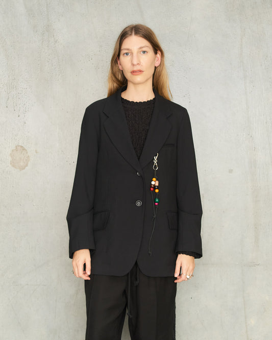 Black Gabardine Tailored Blazer