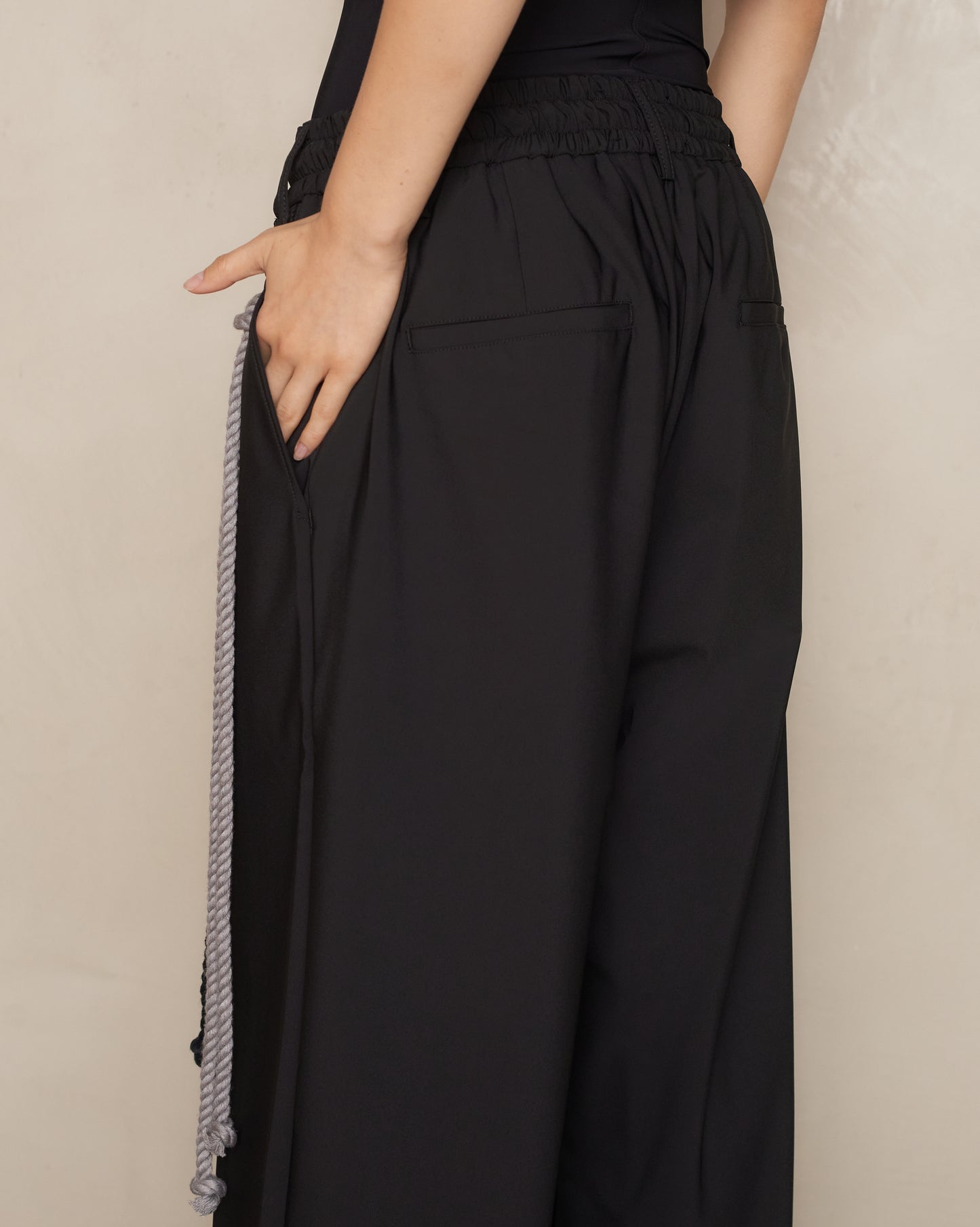 Black Poly Tech Relaxed Lounge Pant