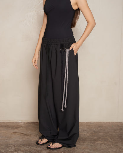 Black Poly Tech Relaxed Lounge Pant