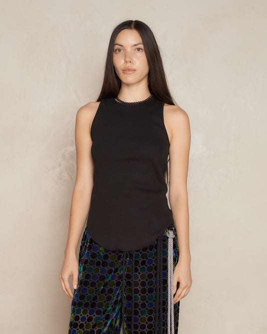 Black Ribbed Basic Tank Top