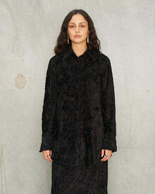 Black Shaggy Long Sleeve Shirt