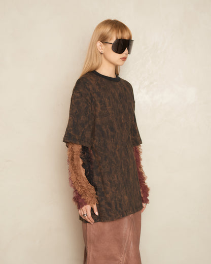 Brown Tie-Dye Double Layered T-Shirt