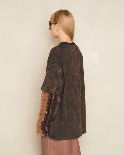 Brown Tie-Dye Double Layered T-Shirt
