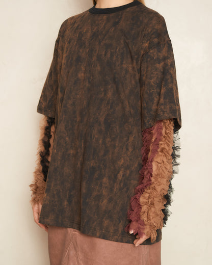 Brown Tie-Dye Double Layered T-Shirt