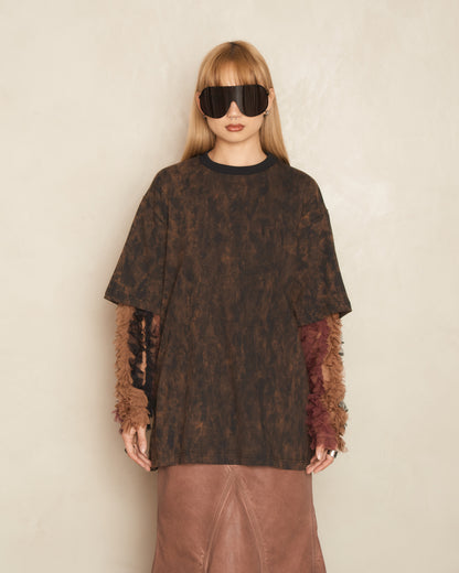 Brown Tie-Dye Double Layered T-Shirt