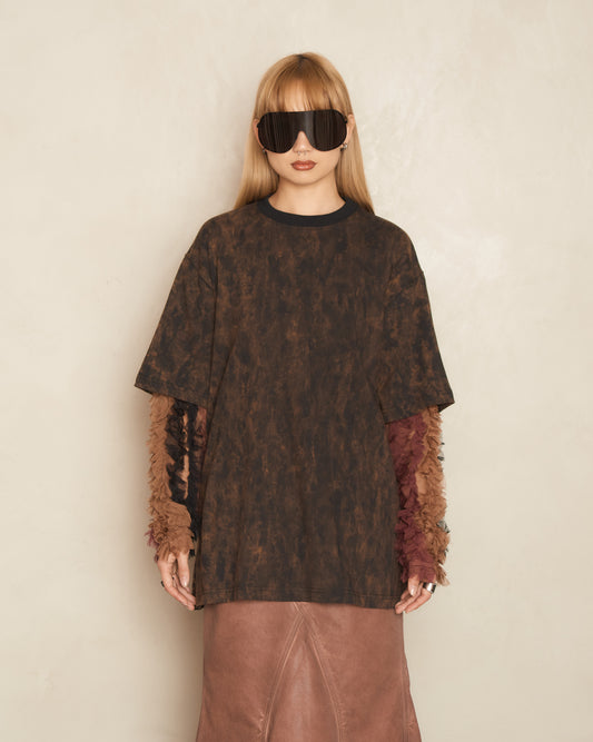 Brown Tie-Dye Double Layered T-Shirt