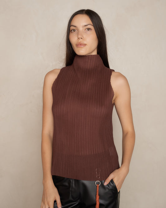 Brown 3D Pleat Top