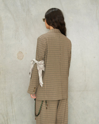 Brown Grandpa Check Tailored Blazer