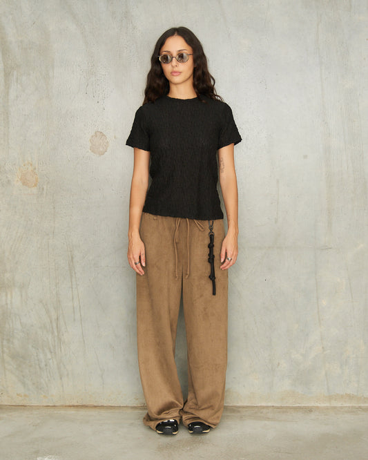 Brown Twill Suede Lounge Pants