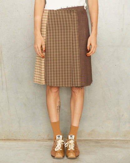 Gingham Pleated Mini Skirt