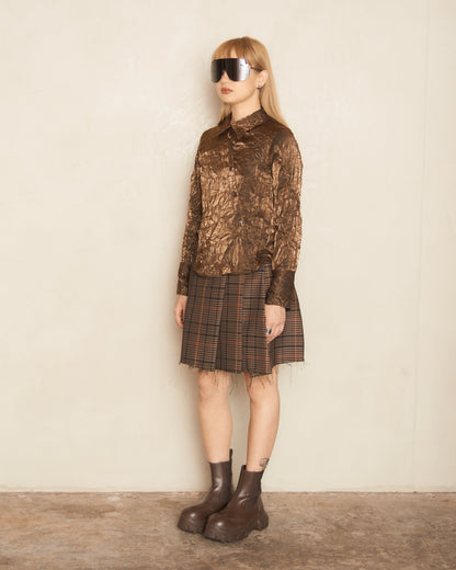 Glen Check Pleated Mini Skirt