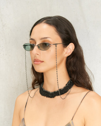 Gun Metal Oval Sunglasses