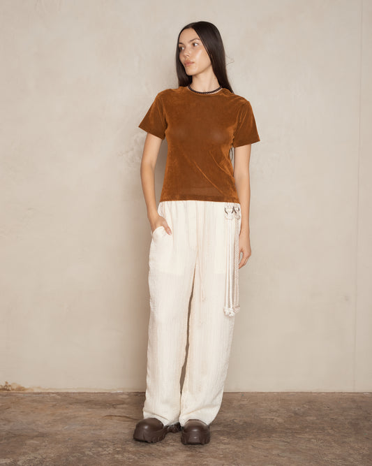 Off White Wave Drape Straight Leg Pant