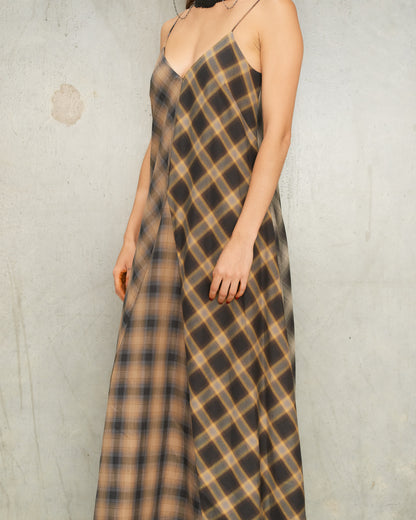 Ombre Check Bias Slip Dress