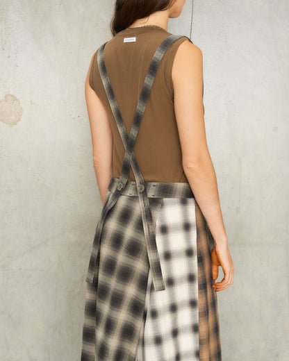 Ombre Check Pleated Skirt