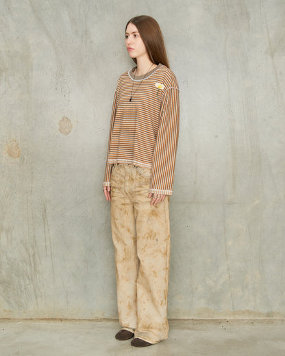 Orange Stripe Crewneck Pullover