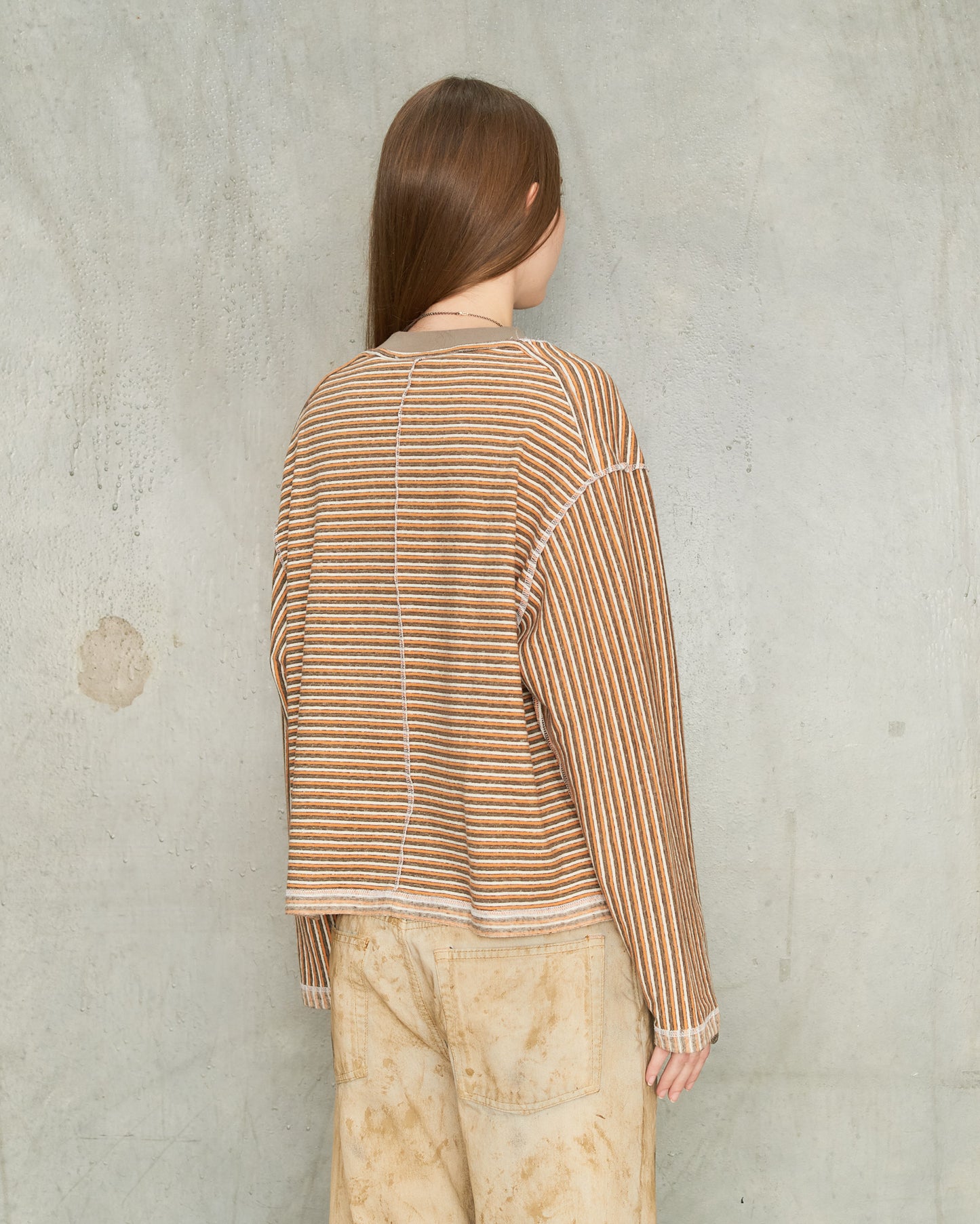 Orange Stripe Crewneck Pullover