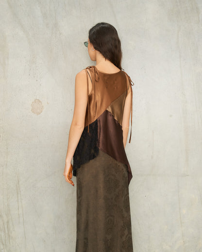 Rust Satin Bias Slip Top