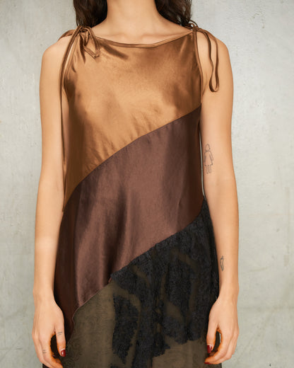 Rust Satin Bias Slip Top