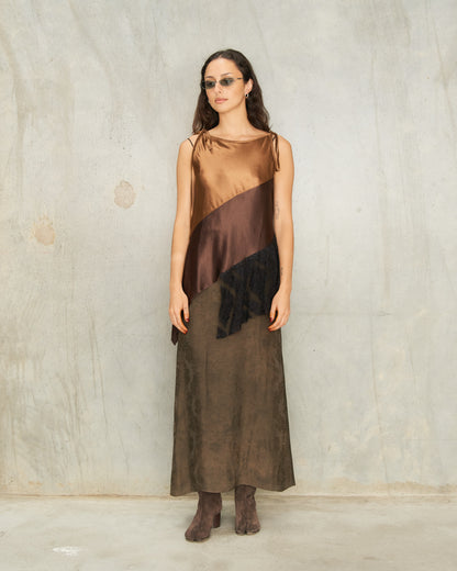 Rust Satin Bias Slip Top