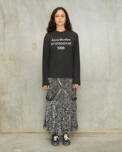 Silver Crushed Taffeta Pleated Skirt