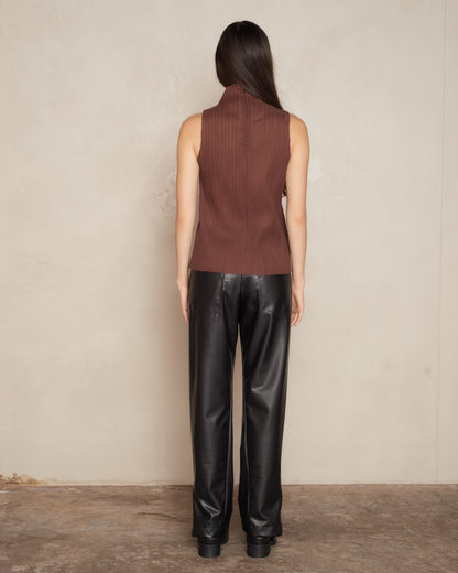 Vegan Leather Tapered Jeans
