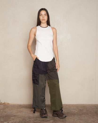 White Ribbed Jersey Basic Tank Top