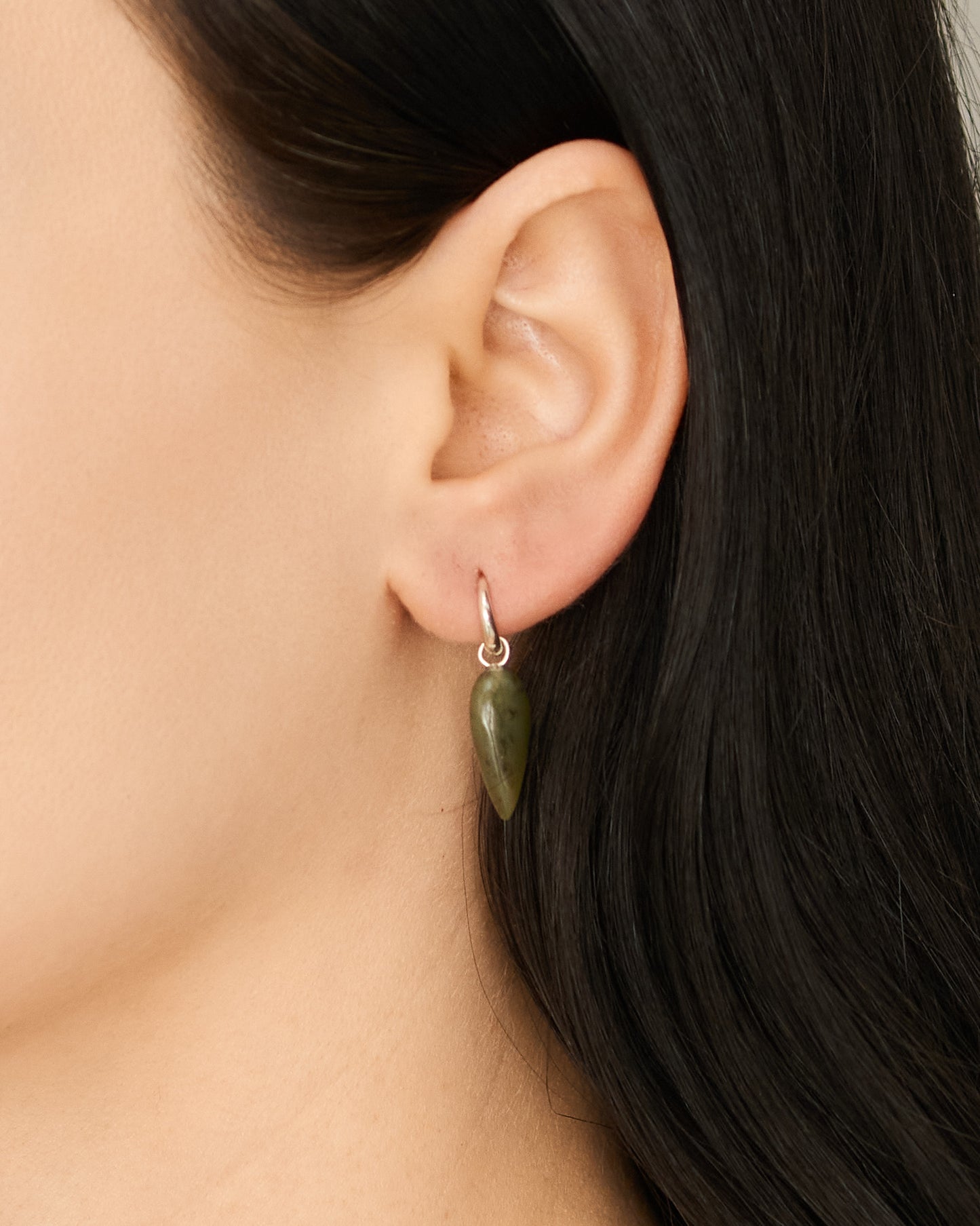 Jade Tiny Spear Hoops