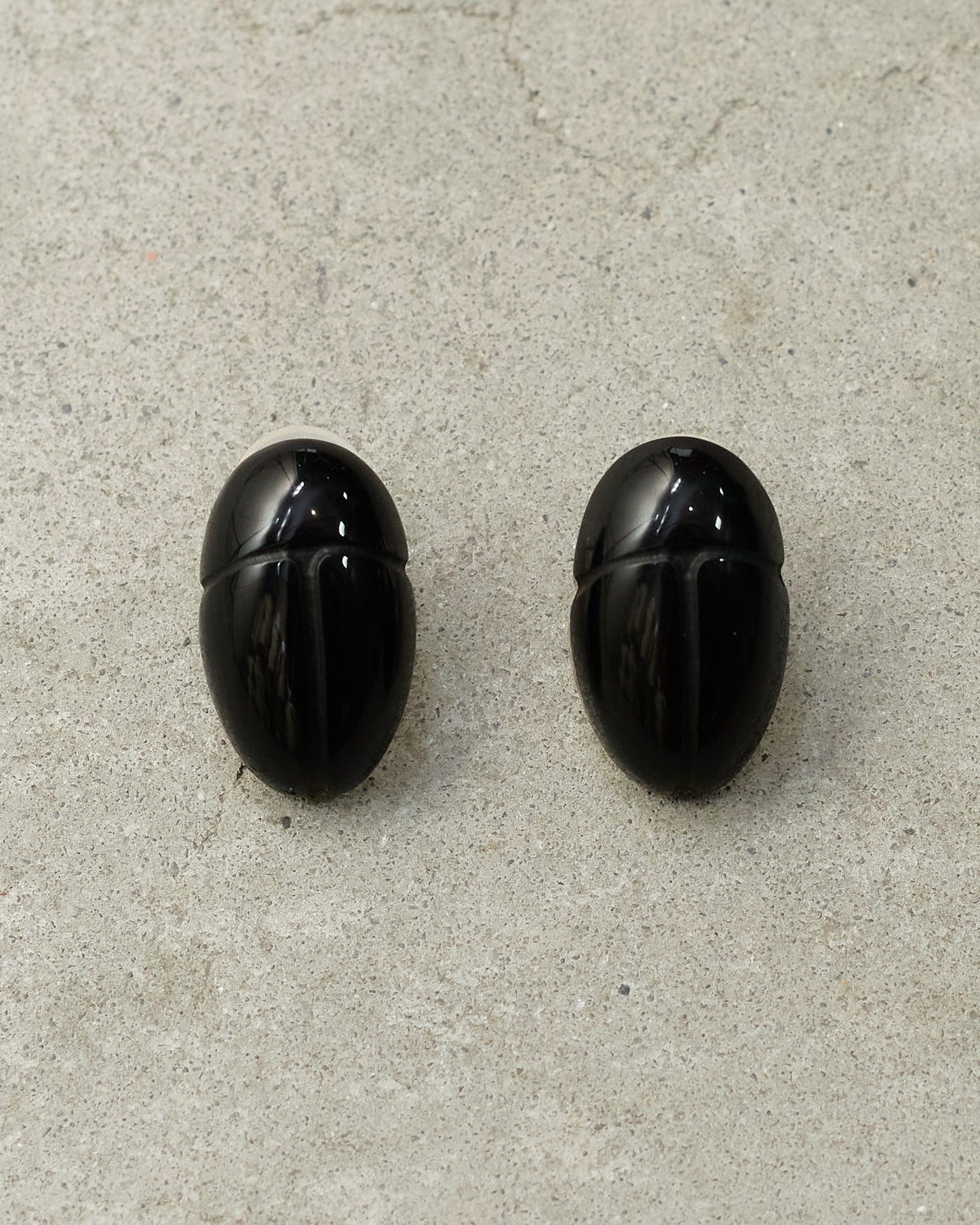 Onyx Scarab Studs