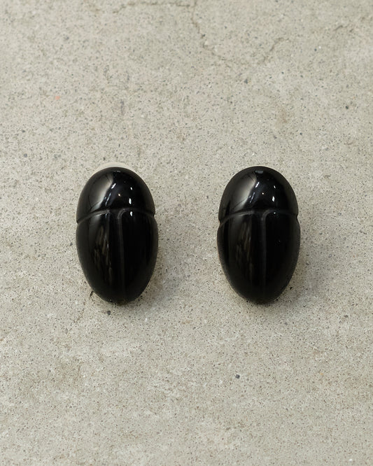 Onyx Scarab Studs