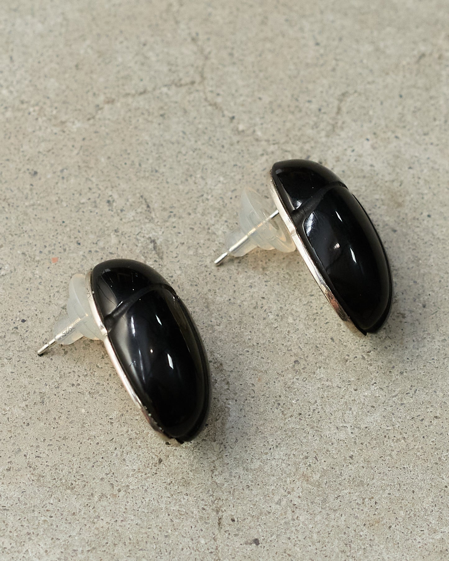 Onyx Scarab Studs