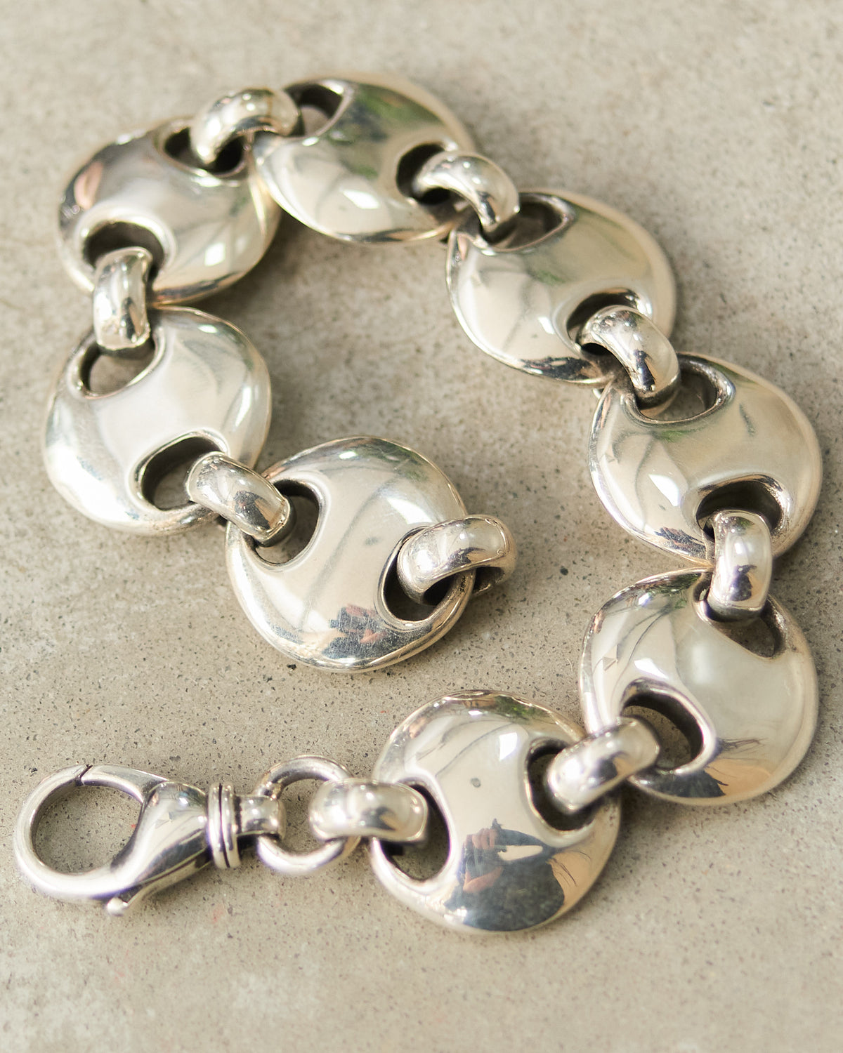 Sterling Silver Large Circle Link Bracelet