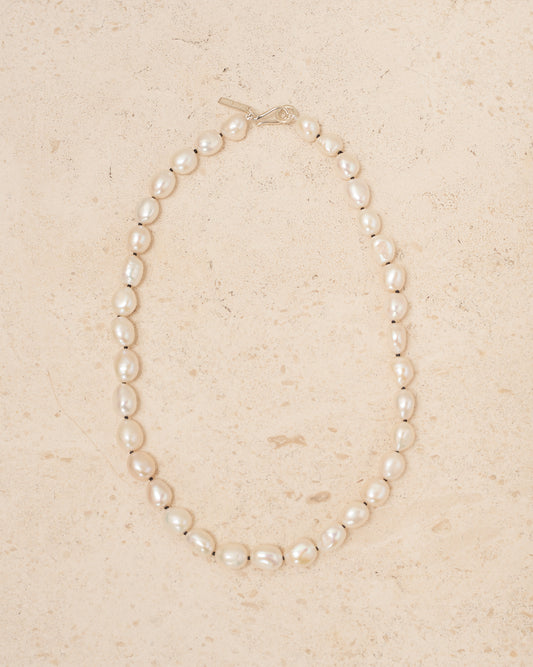 Sterling Silver Simple Baroque Pearl Collar