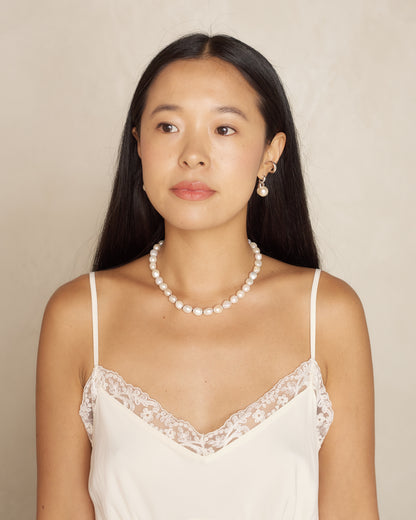 Sterling Silver Simple Baroque Pearl Collar