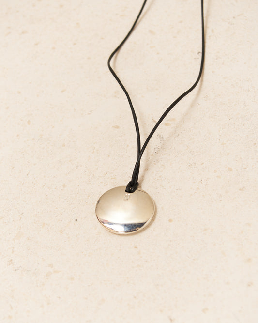 Sterling Silver Small Full Moon Necklace