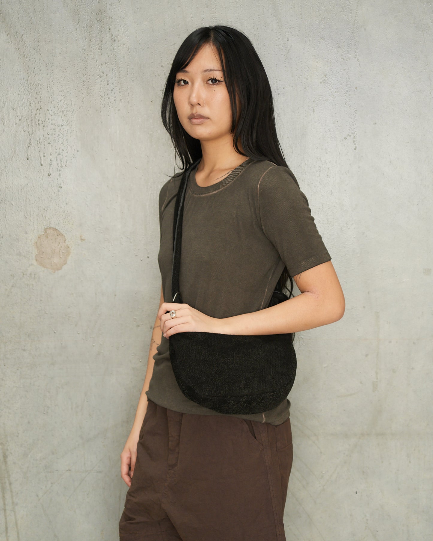 Black Lamb Mare Small Soft Shoulder Bag