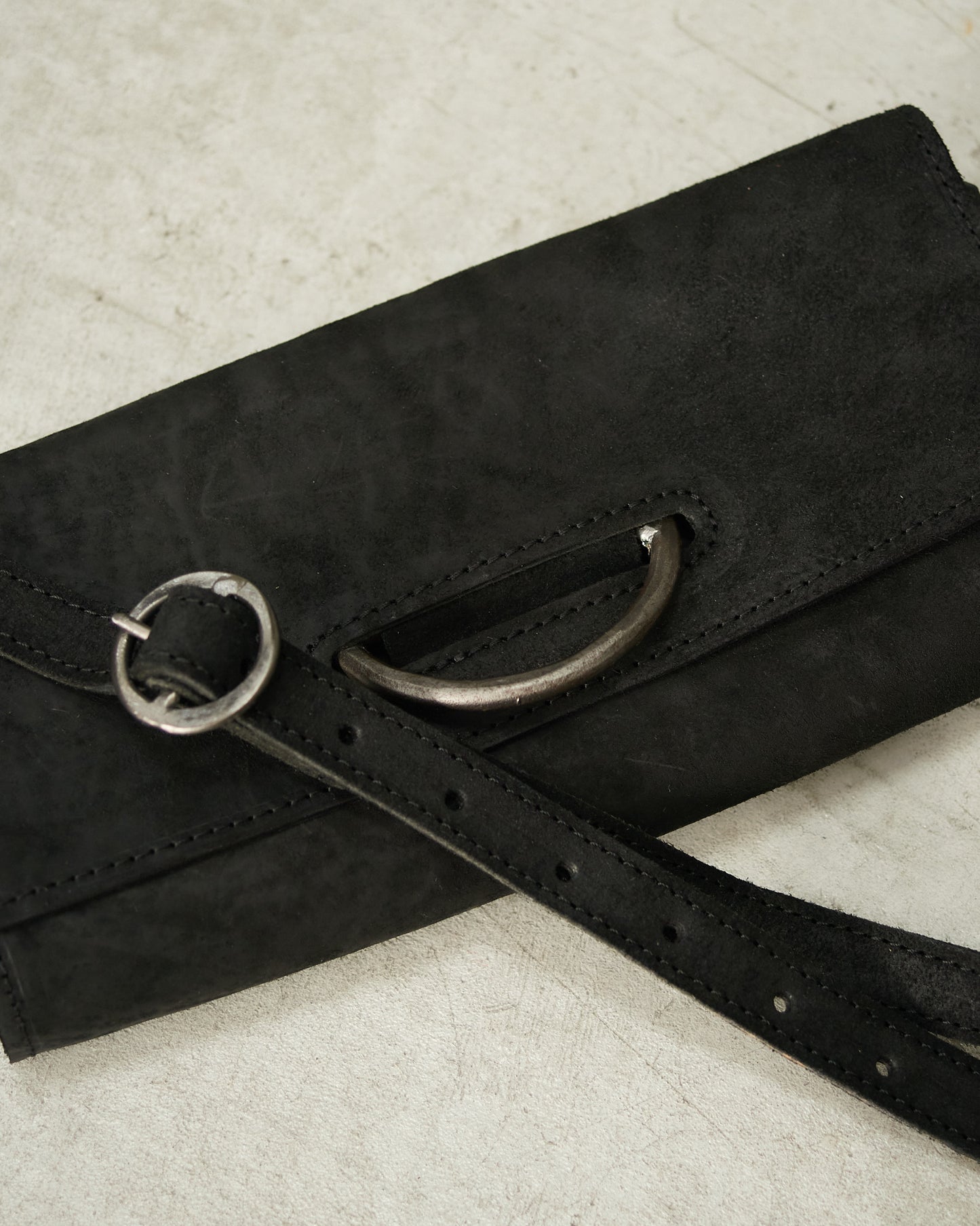 Black Reverse Leather Marsupio Bag