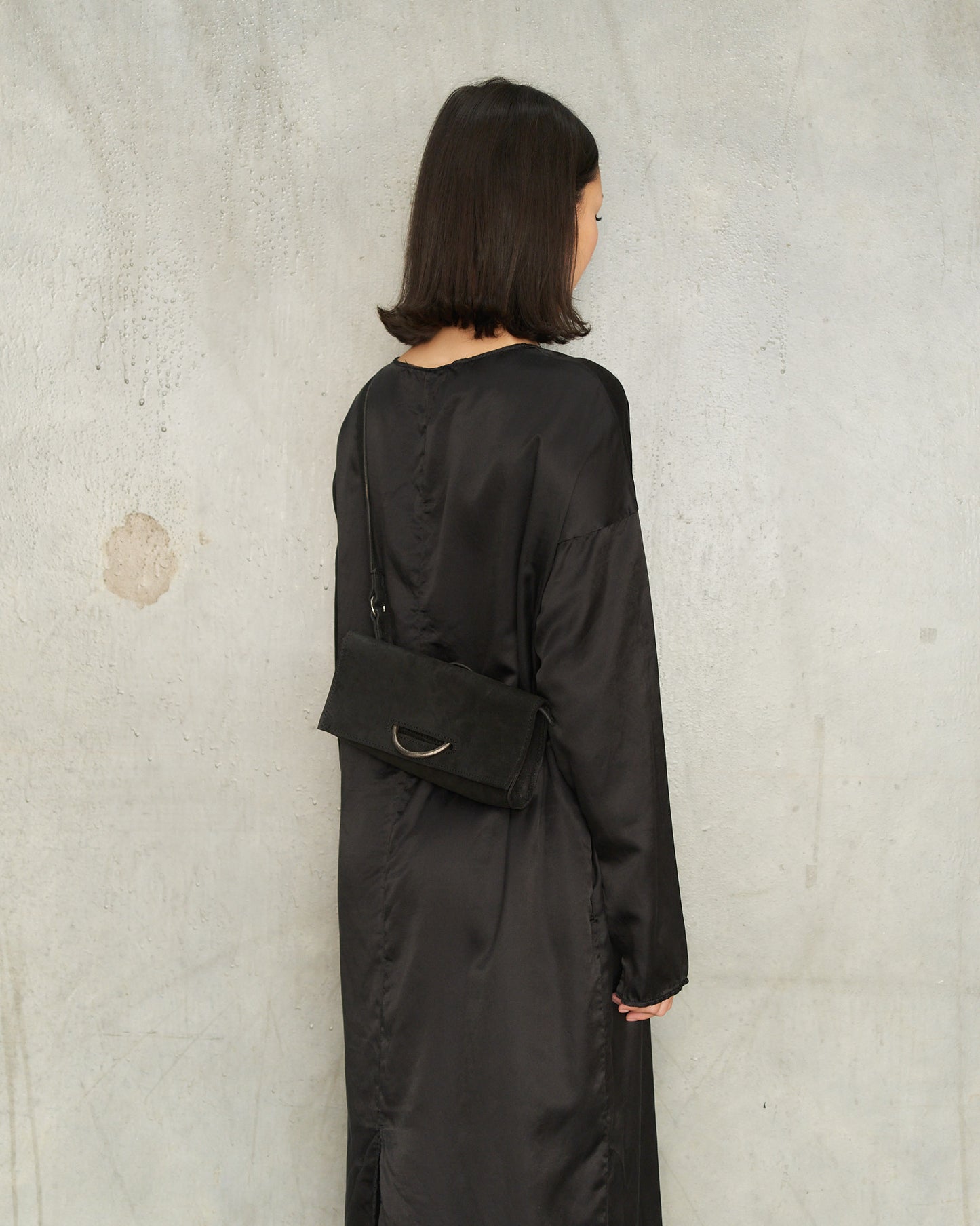 Black Reverse Leather Marsupio Bag