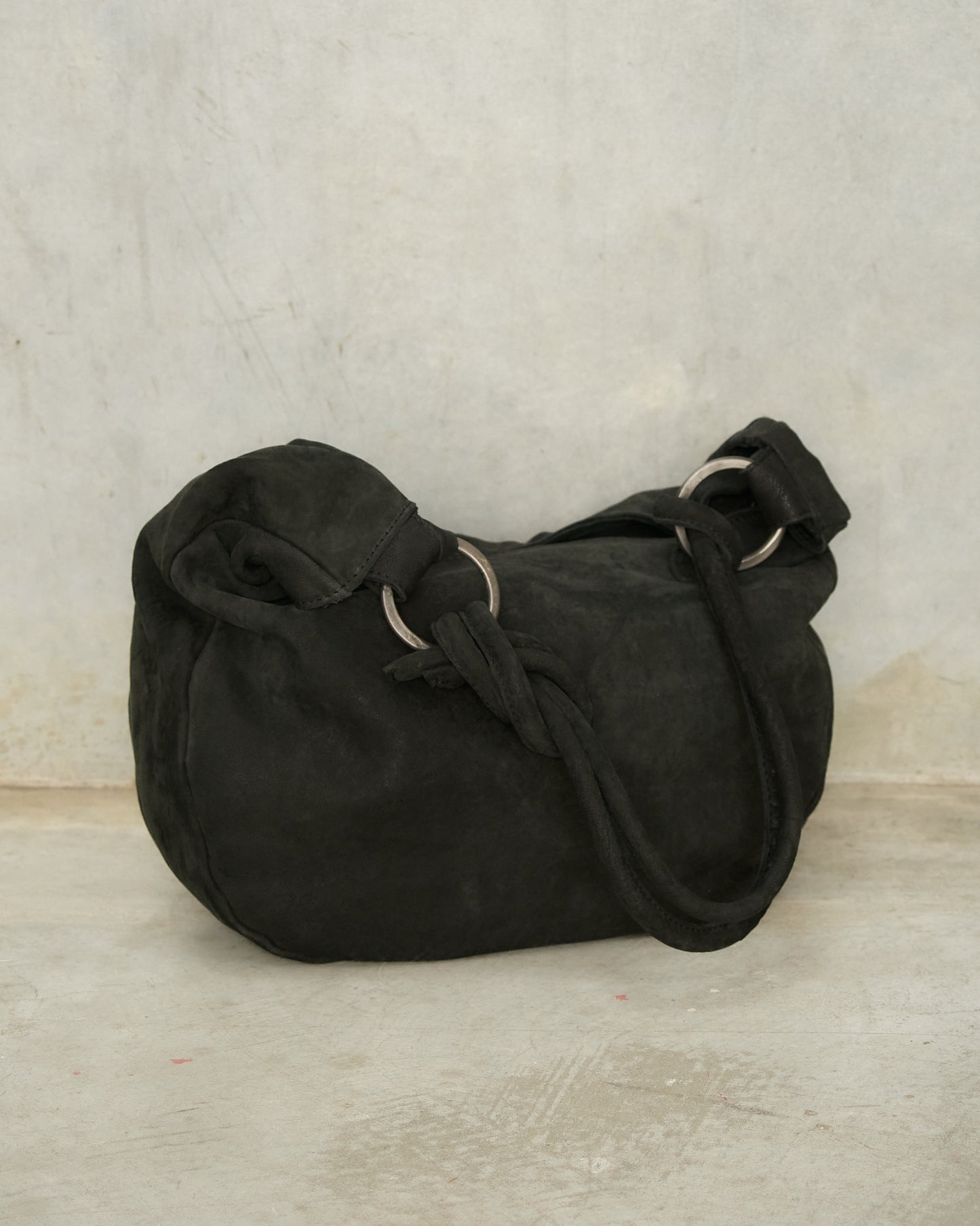 Black Soft Leather Shoulder Bag