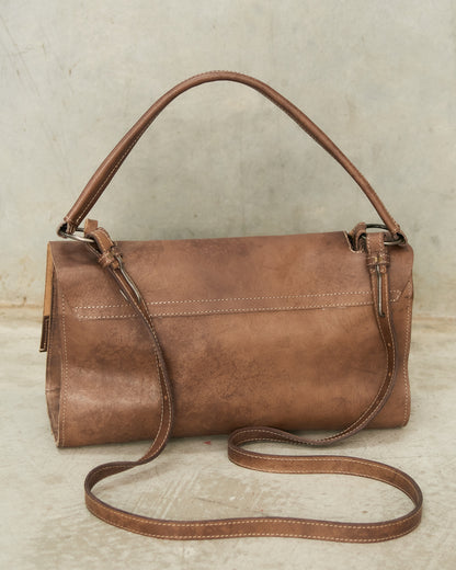 Light Brown Leather Shoulder M Bag