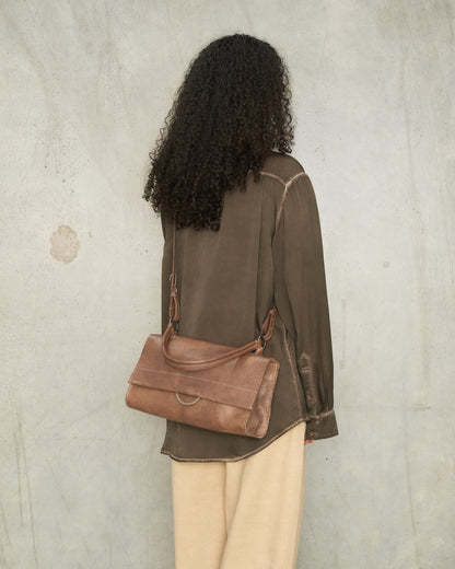 Light Brown Leather Shoulder M Bag