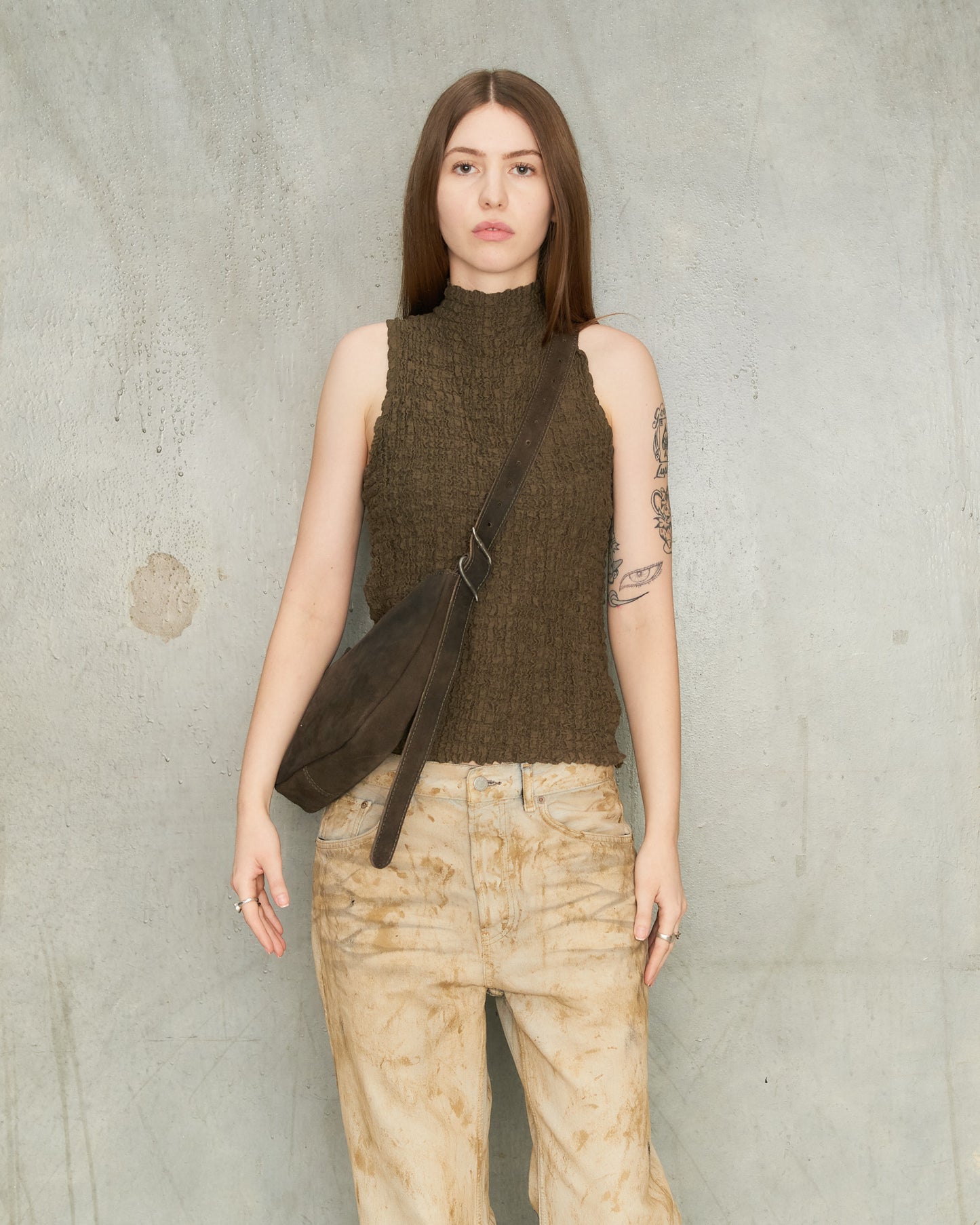 Graphite Reverse Leather Serpent Bag