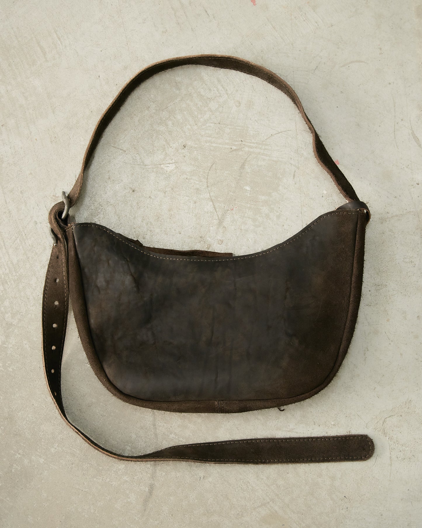 Graphite Reverse Leather Serpent Bag