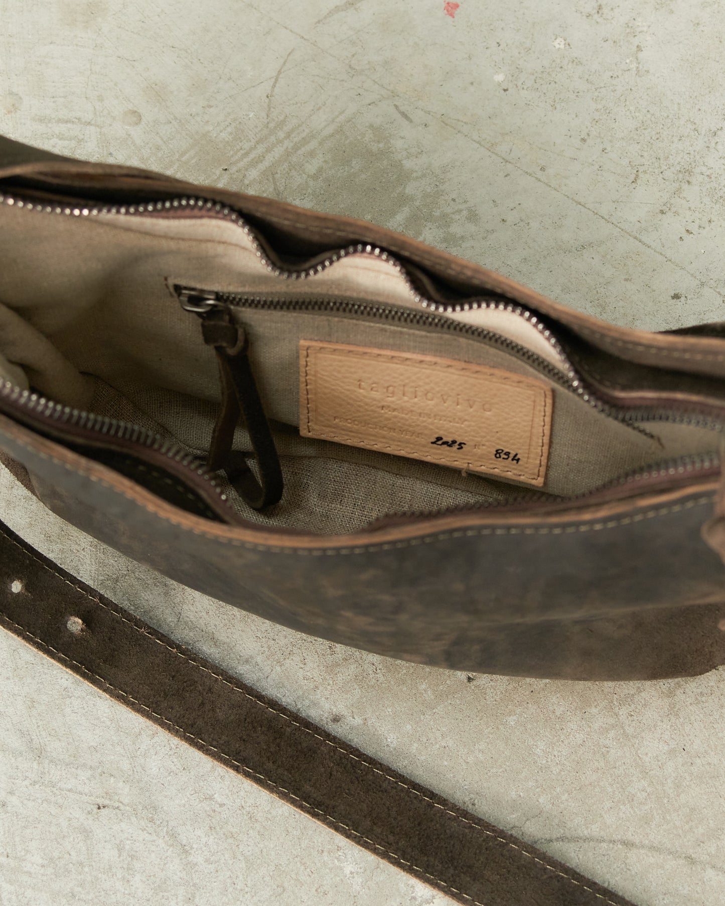 Graphite Reverse Leather Serpent Bag