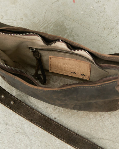 Graphite Reverse Leather Serpent Bag