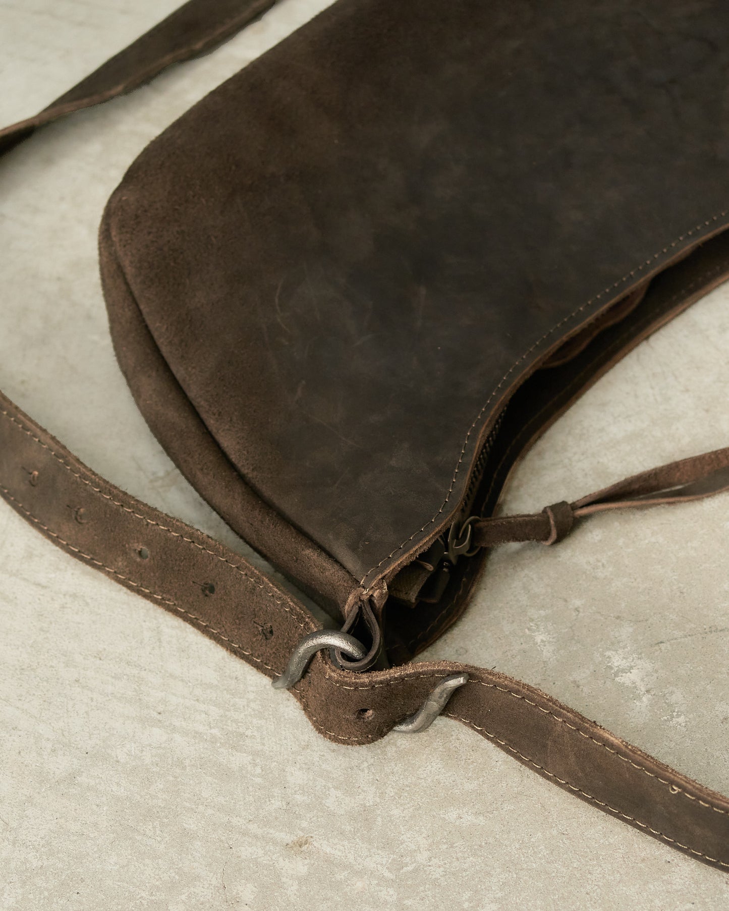 Graphite Reverse Leather Serpent Bag