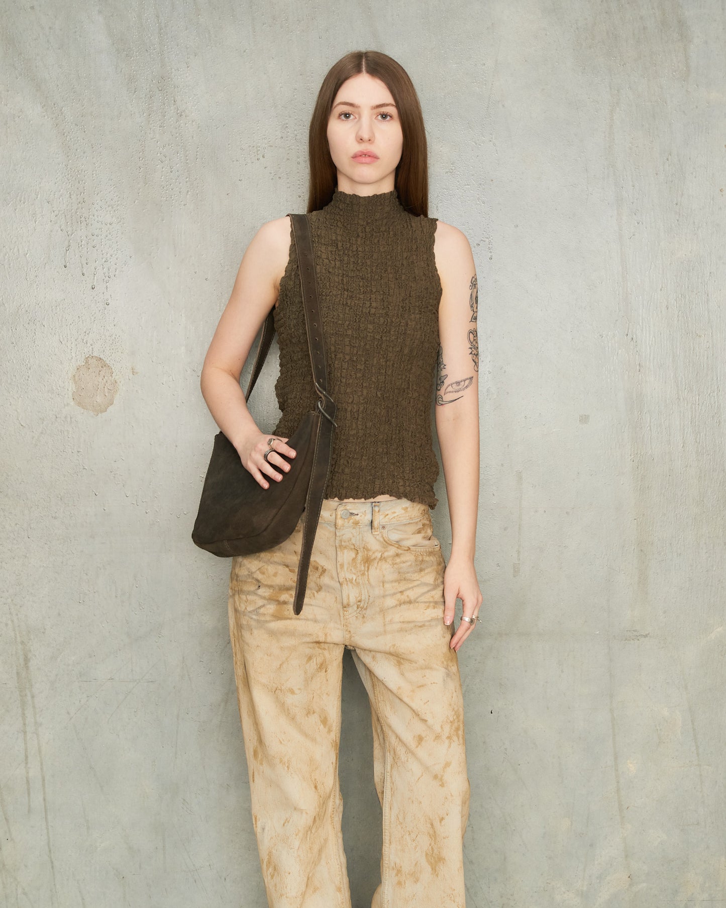 Graphite Reverse Leather Serpent Bag