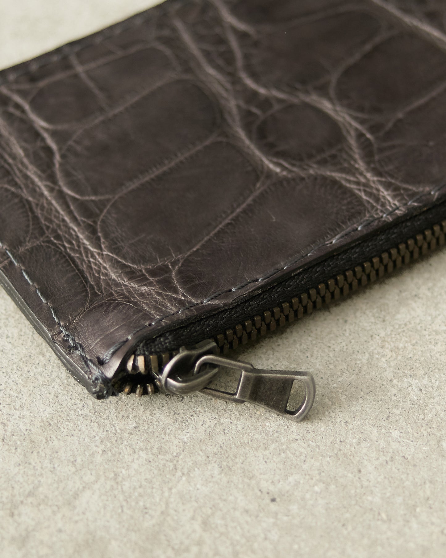 Grey Croc Long Zip Wallet