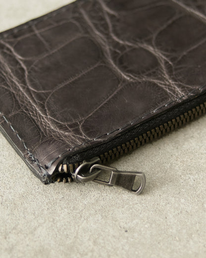 Grey Croc Long Zip Wallet