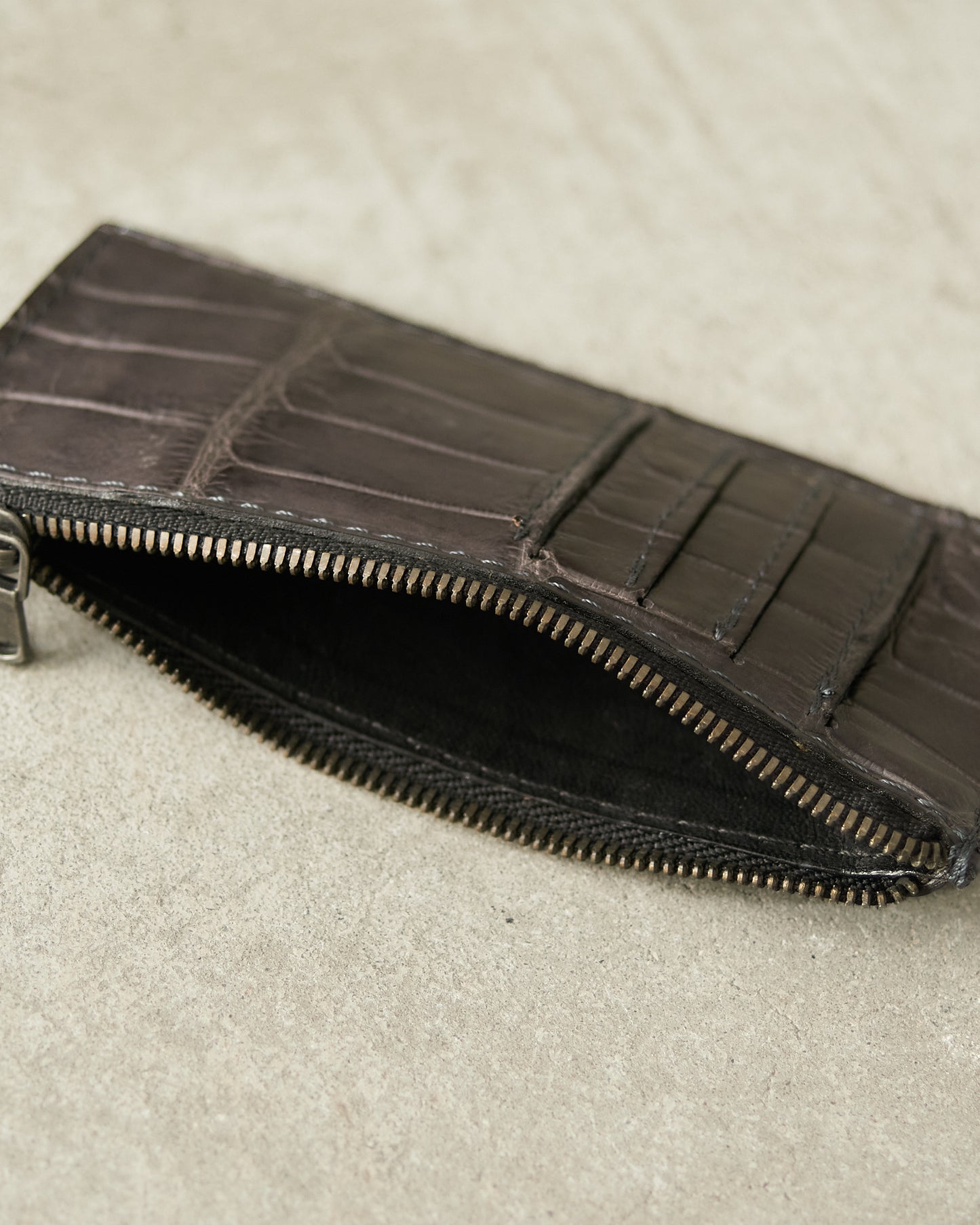 Grey Croc Long Zip Wallet